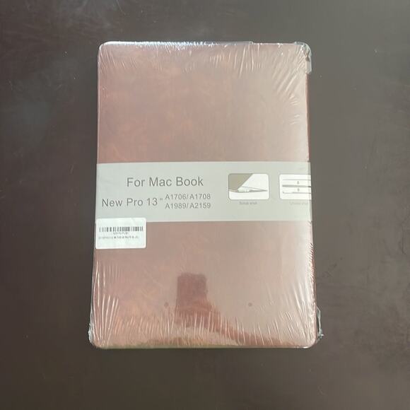 MacBook New Pro 13” 2016-2020 brown leather design hardshell case - Picture 1 of 3